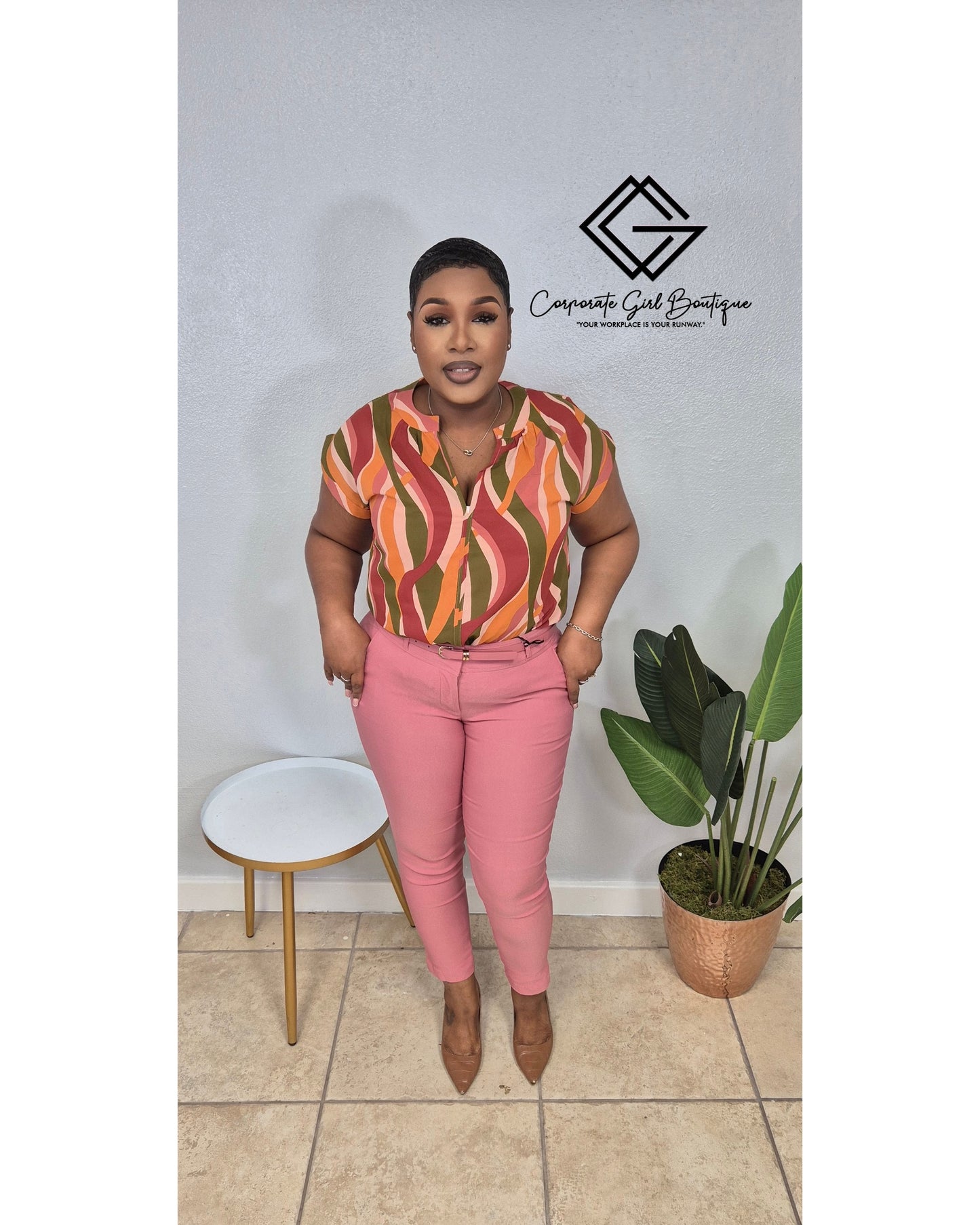 Water Ripple Short Sleeve Blouse