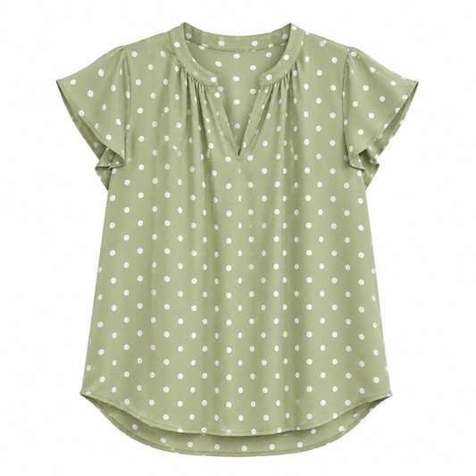 Polka Dot Short Sleeve Blouse