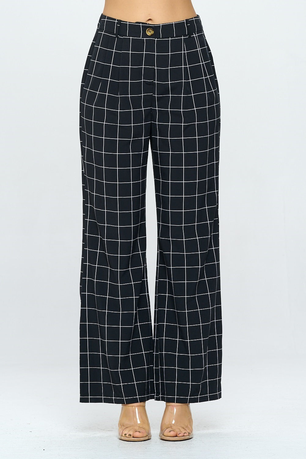 Boardroom Grid Wide Leg Pants