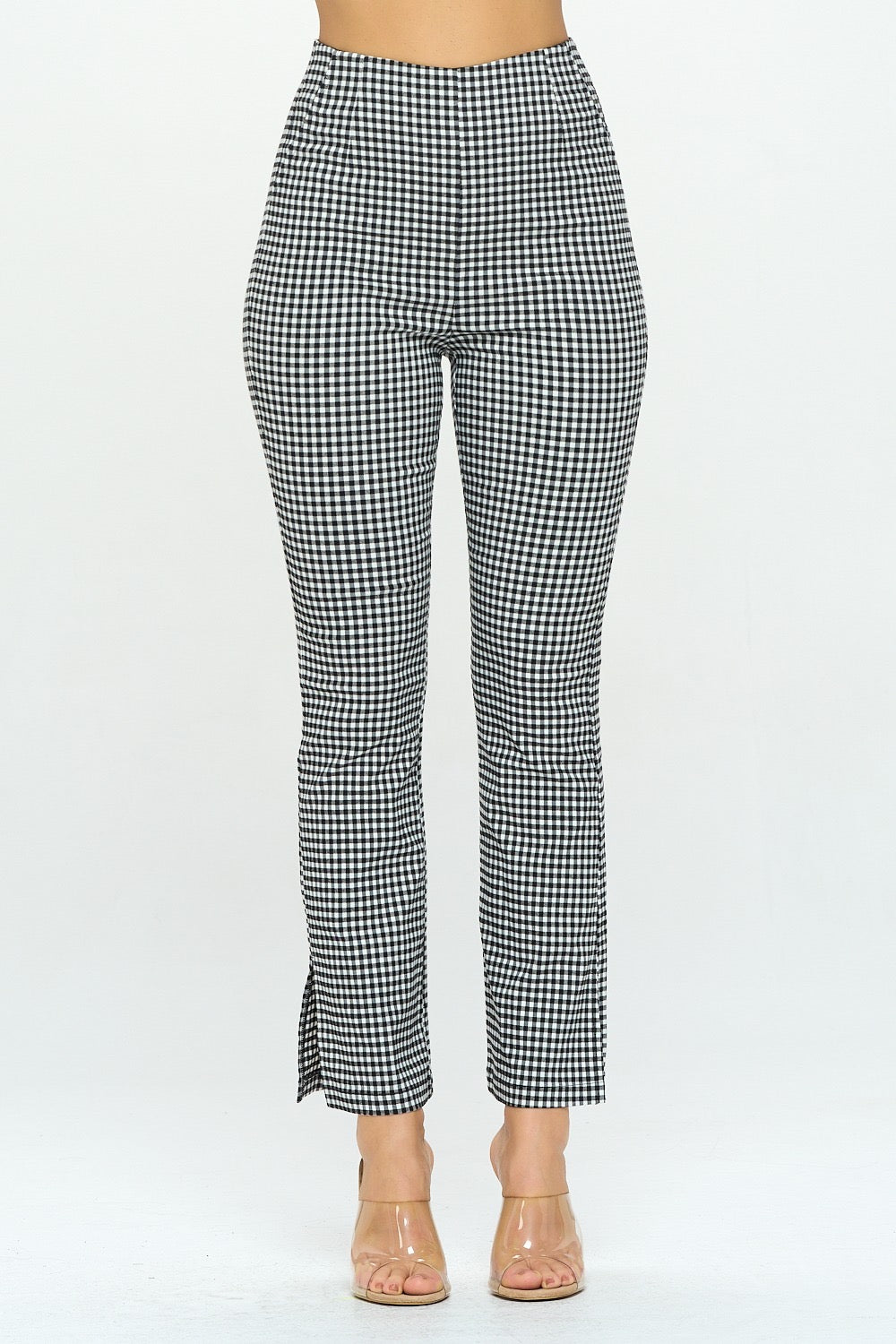 Executive Gingham Split-Hem Pant