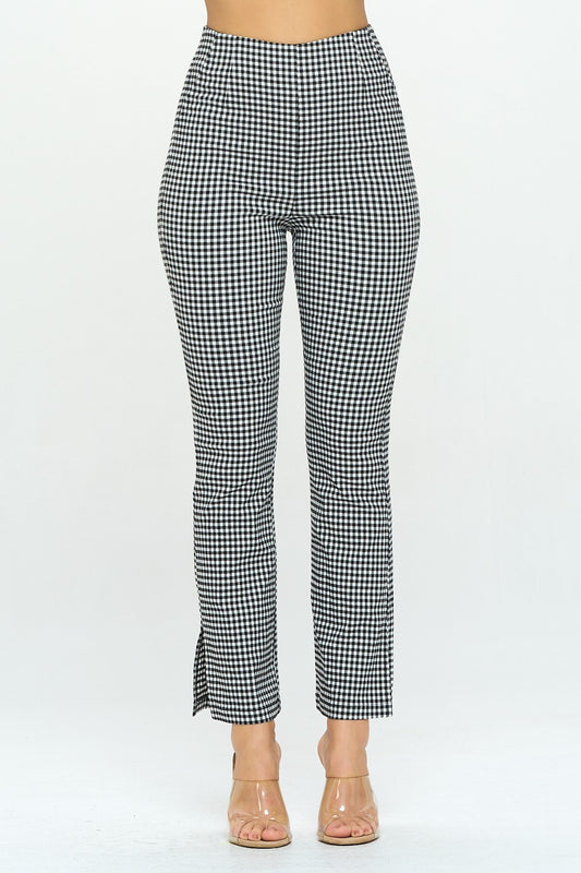 Executive Gingham Split-Hem Pant