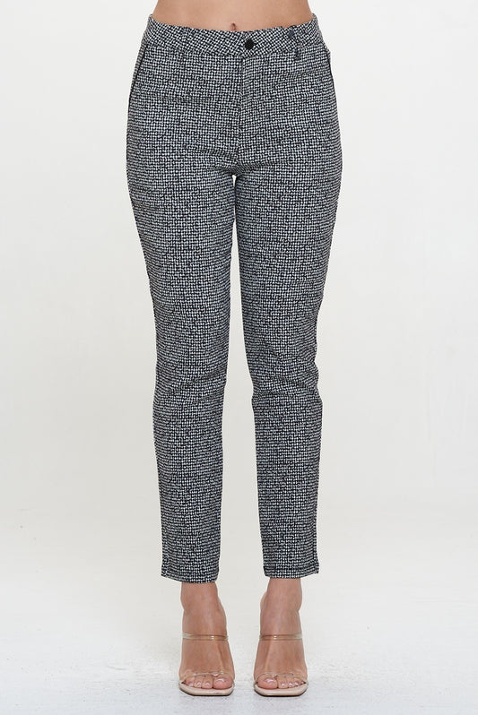 Textured Slim Fit Ankle Pants