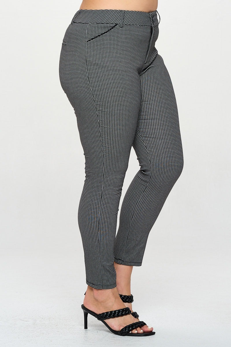 Micro Checker Ankle Pants- Plus Sie