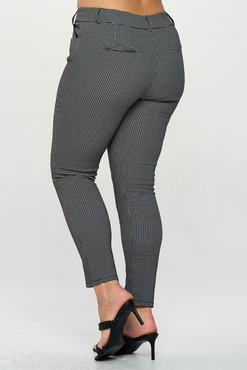 Micro Checker Ankle Pants- Plus Sie