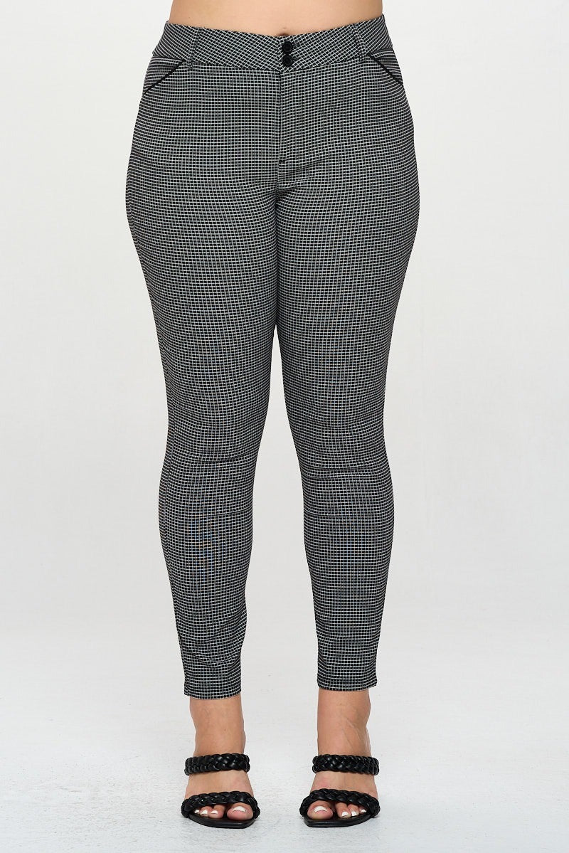 Micro Checker Ankle Pants- Plus Sie