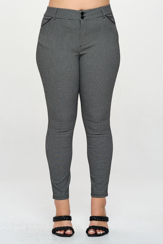 Micro Checker Ankle Pants- Plus Sie