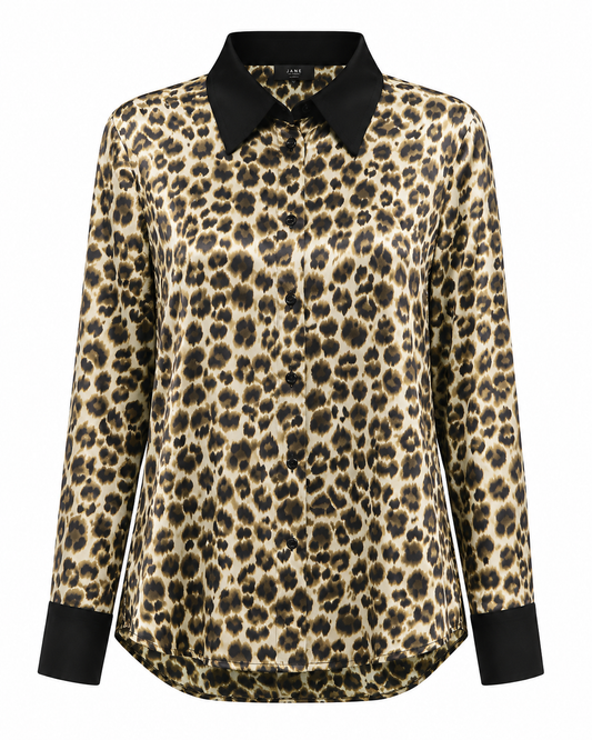 Monochrome Leopard Satin Blouse