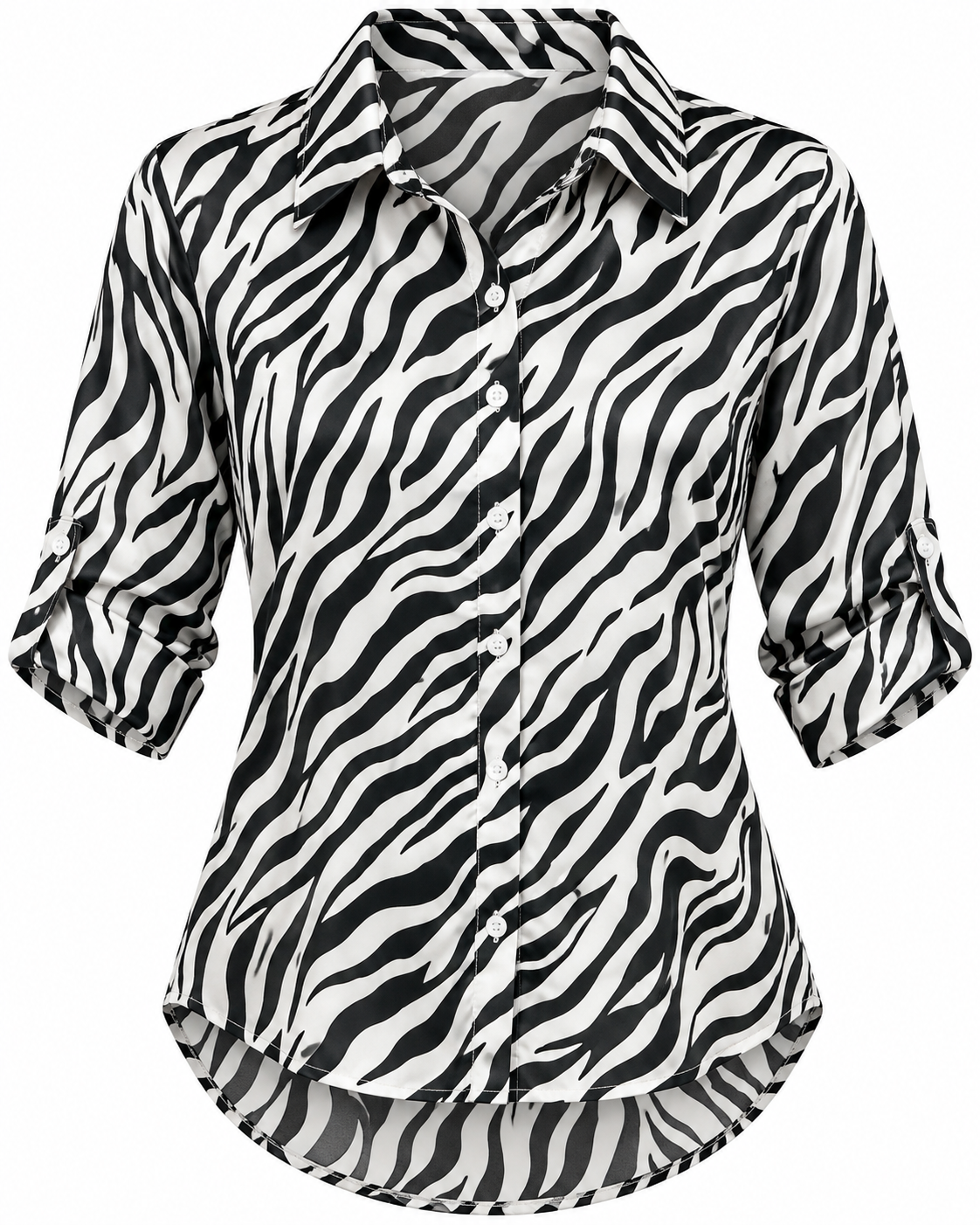 Zebra Button down Blouse- Plus size