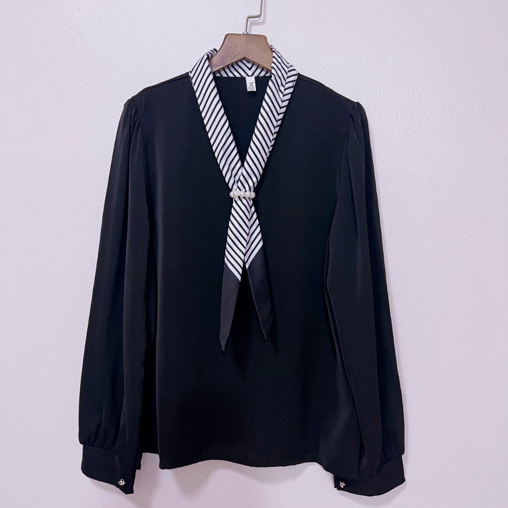 Vintage Scarf Pearl Blouse