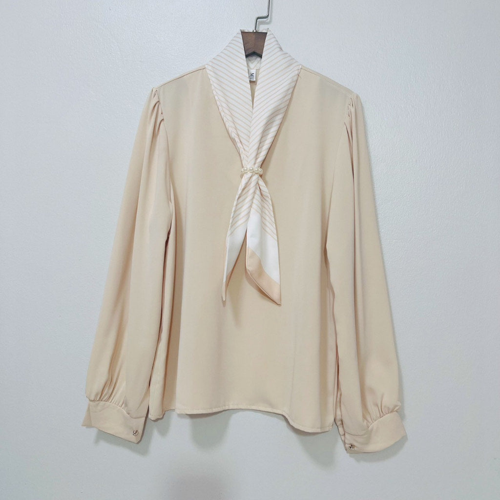 Vintage Scarf Pearl Blouse