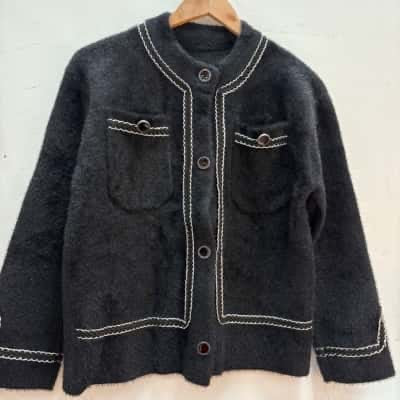 Chic Contrast Trim Boucle Cardigan