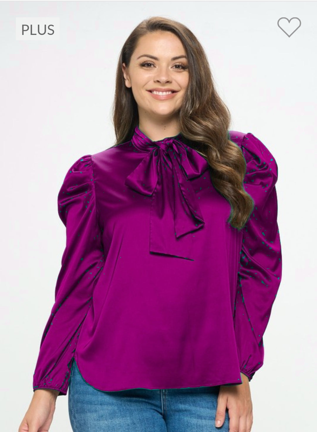 Satin Fierce  Bow Blouse Plus Size