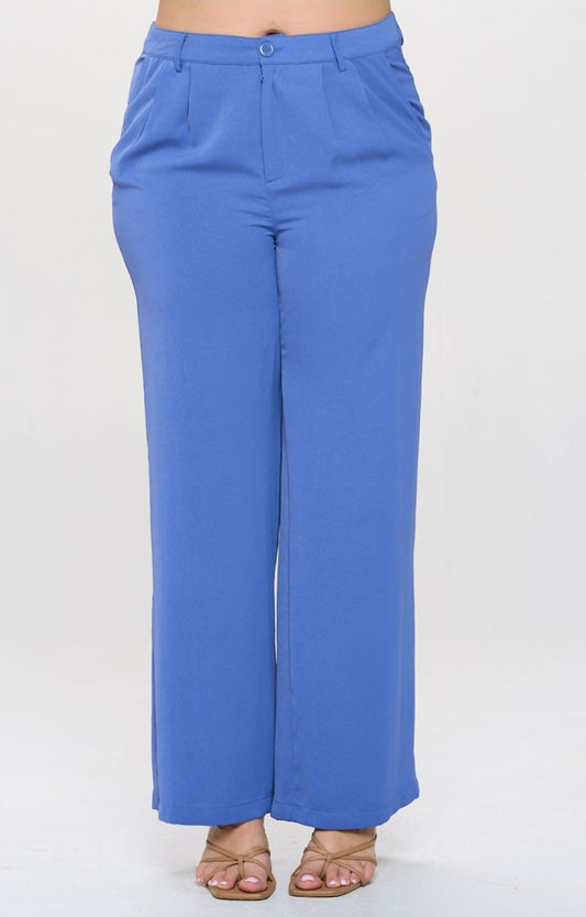 Ice Crinkle Pleated Detail Pants- Plus Size