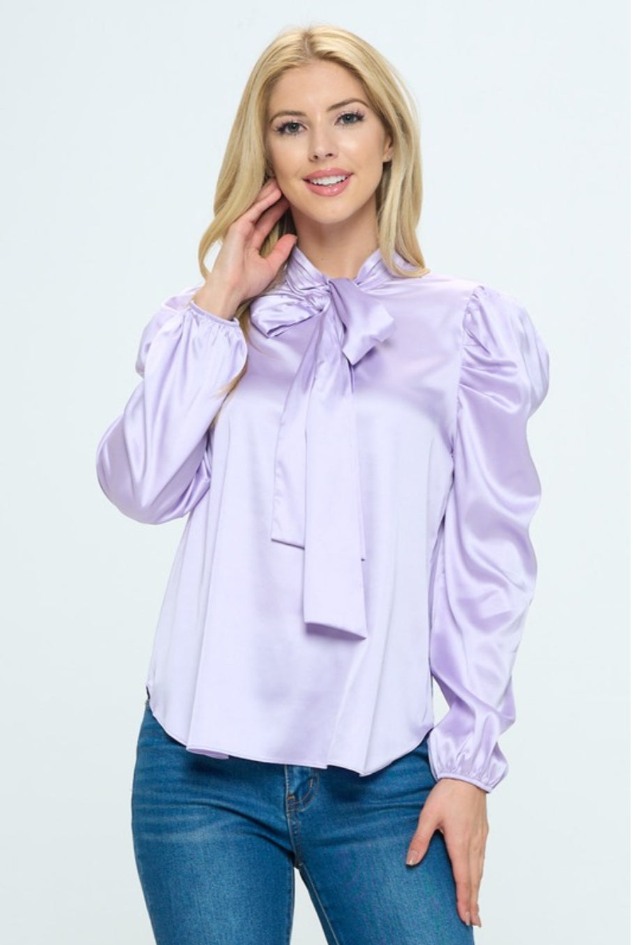 Satin Fierce  Bow Blouse Plus Size