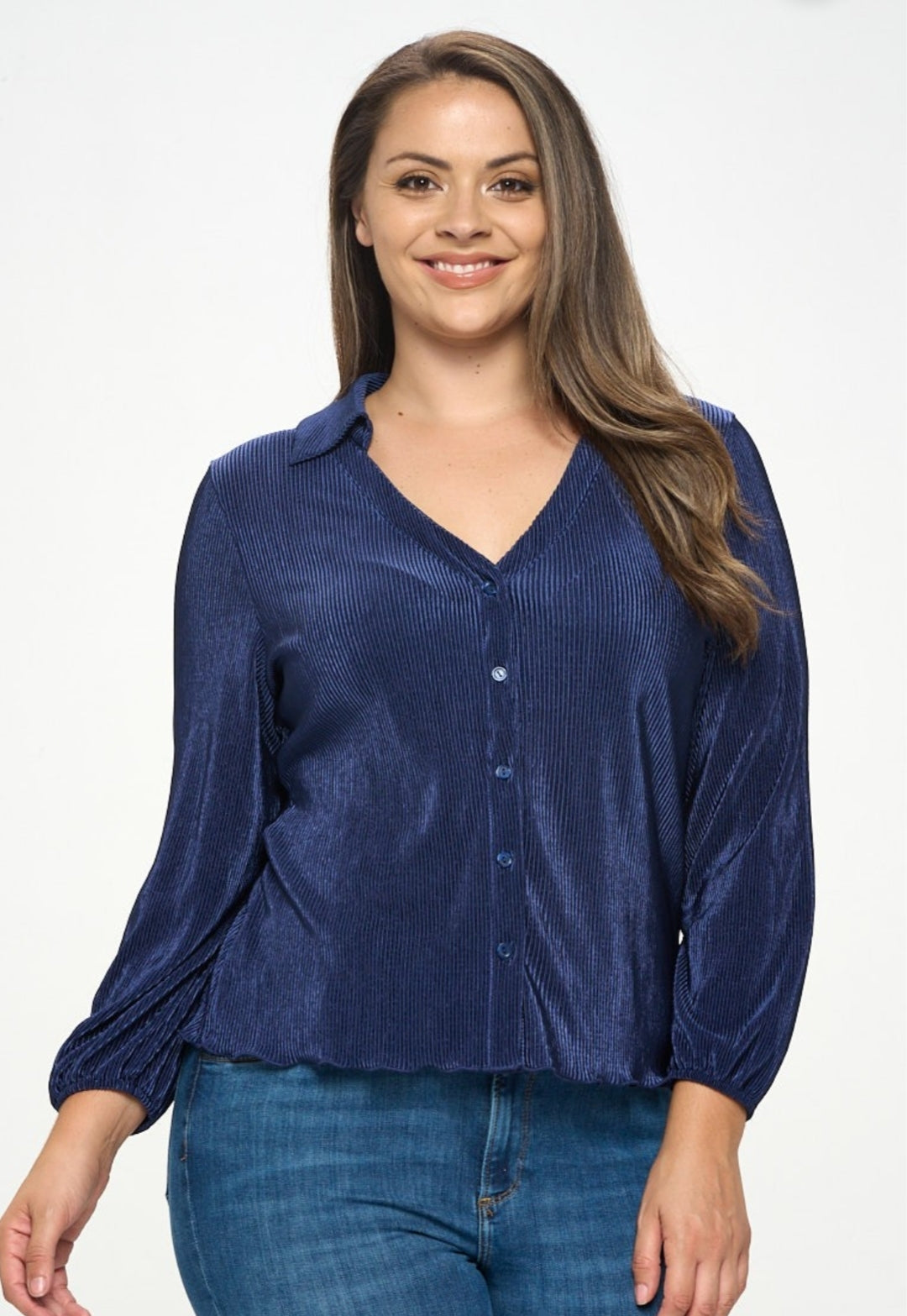 "Ms. Know It All Pleated" Blouse- Plus Size