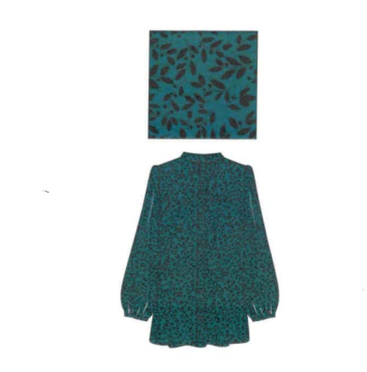 Teal Leaf Quart Sleeve Blouse