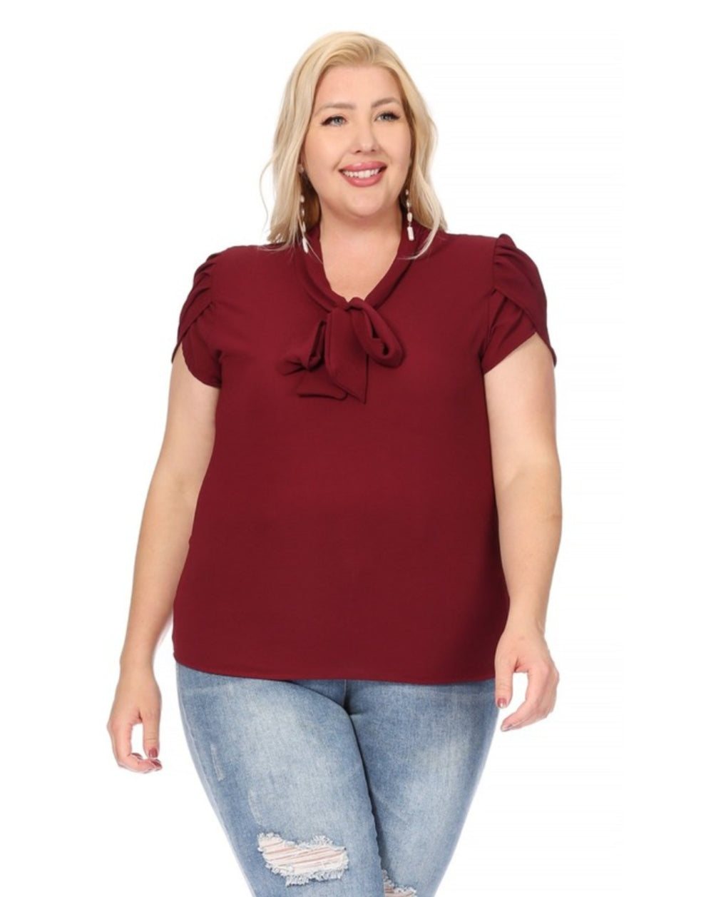 "Effortlessly Chic" Bow Blouse- Plus size