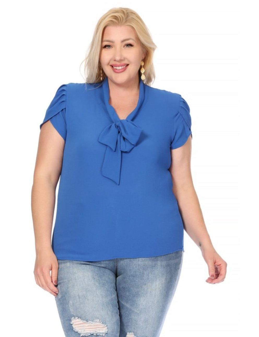 "Effortlessly Chic" Bow Blouse- Plus size