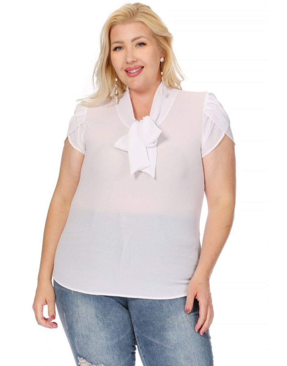 "Effortlessly Chic" Bow Blouse- Plus size