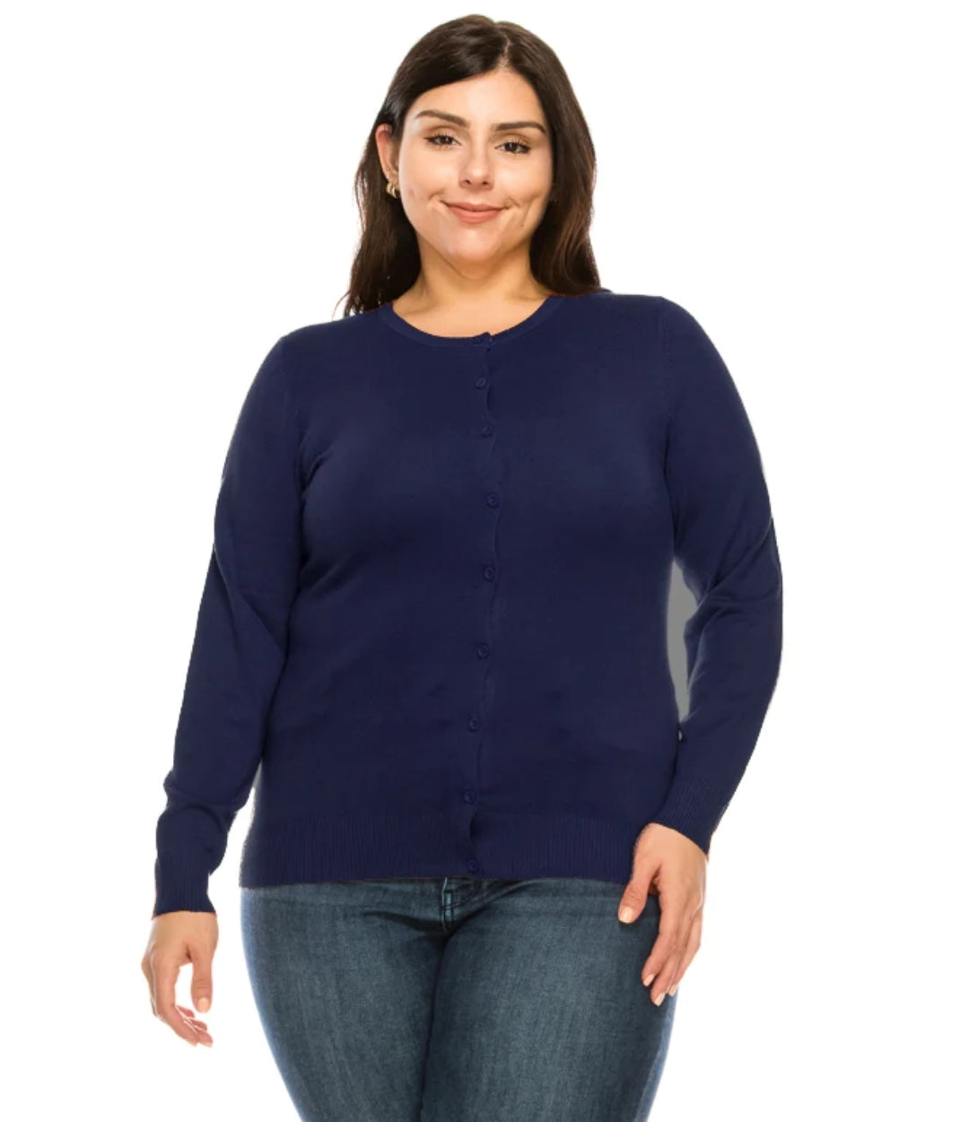 Crew Neck Cardigan- Plus Size