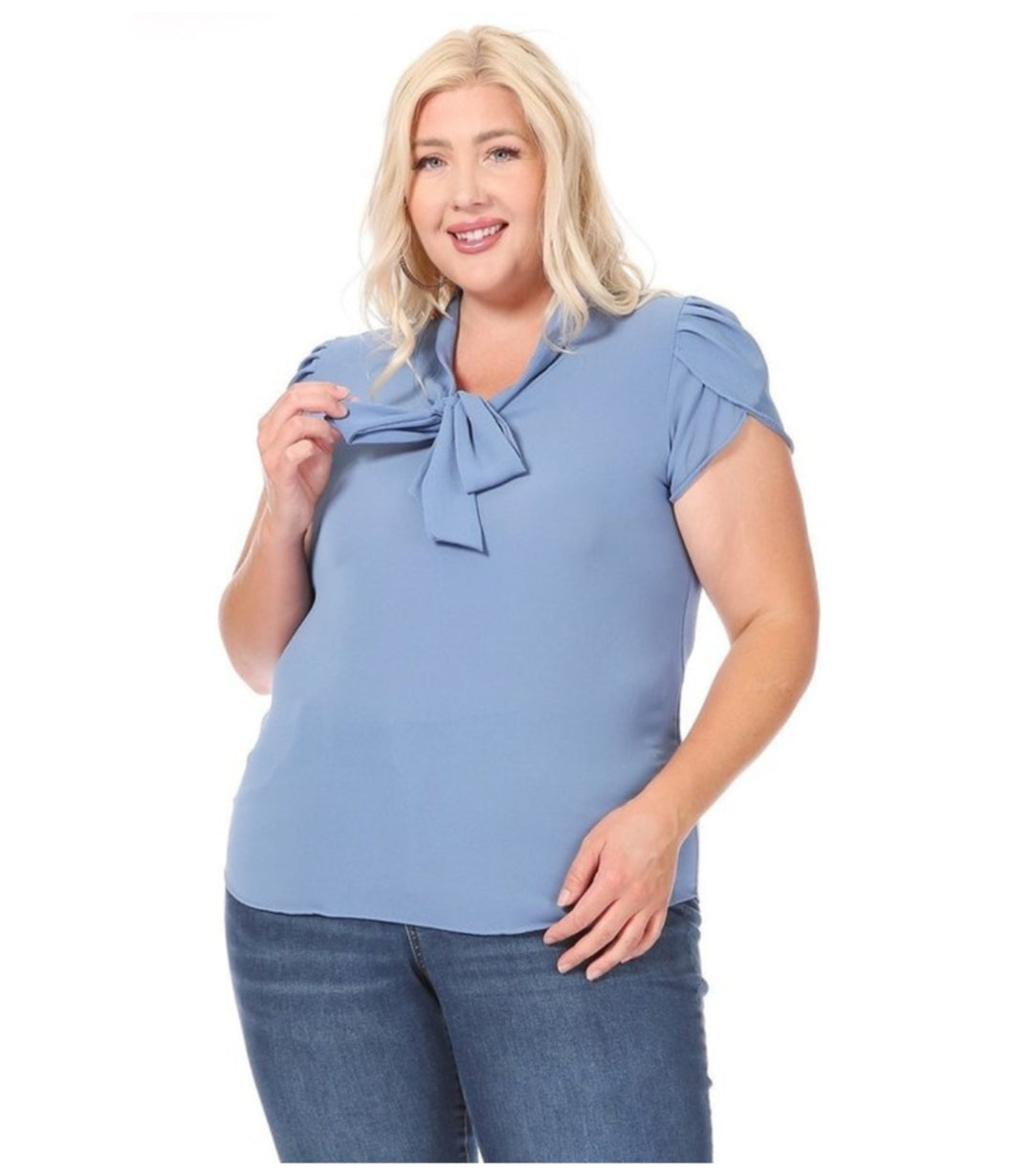 "Effortlessly Chic" Bow Blouse- Plus size