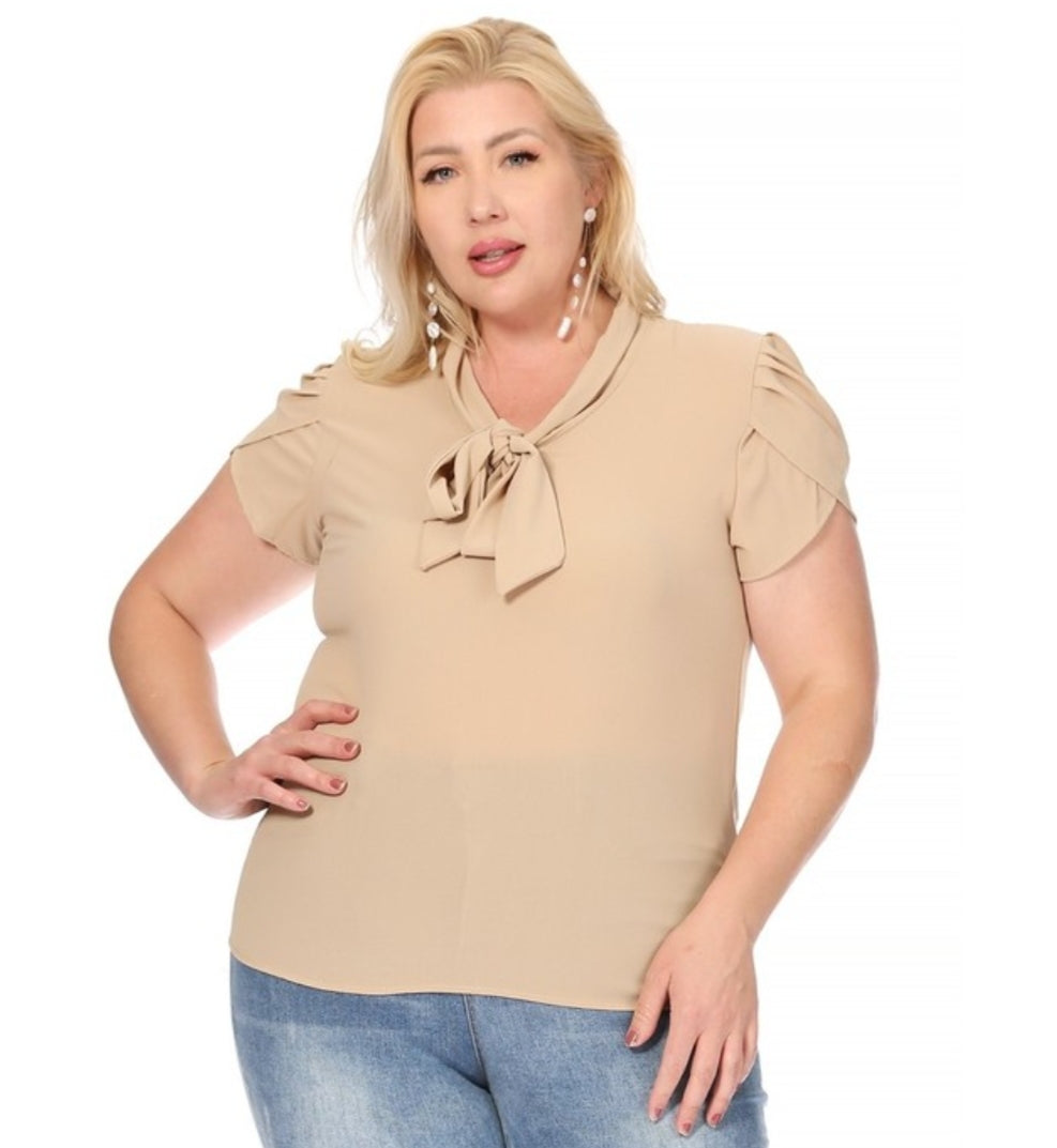 "Effortlessly Chic" Bow Blouse- Plus size