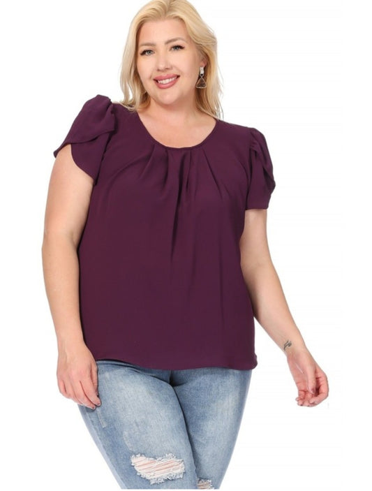 Cap Sleeve Blouse- Plus Size